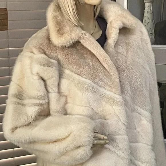 Women Beautiful Shadow Authentic Mink Fur 3/4 Coat Sz 10-12 - Picture 3 of 9